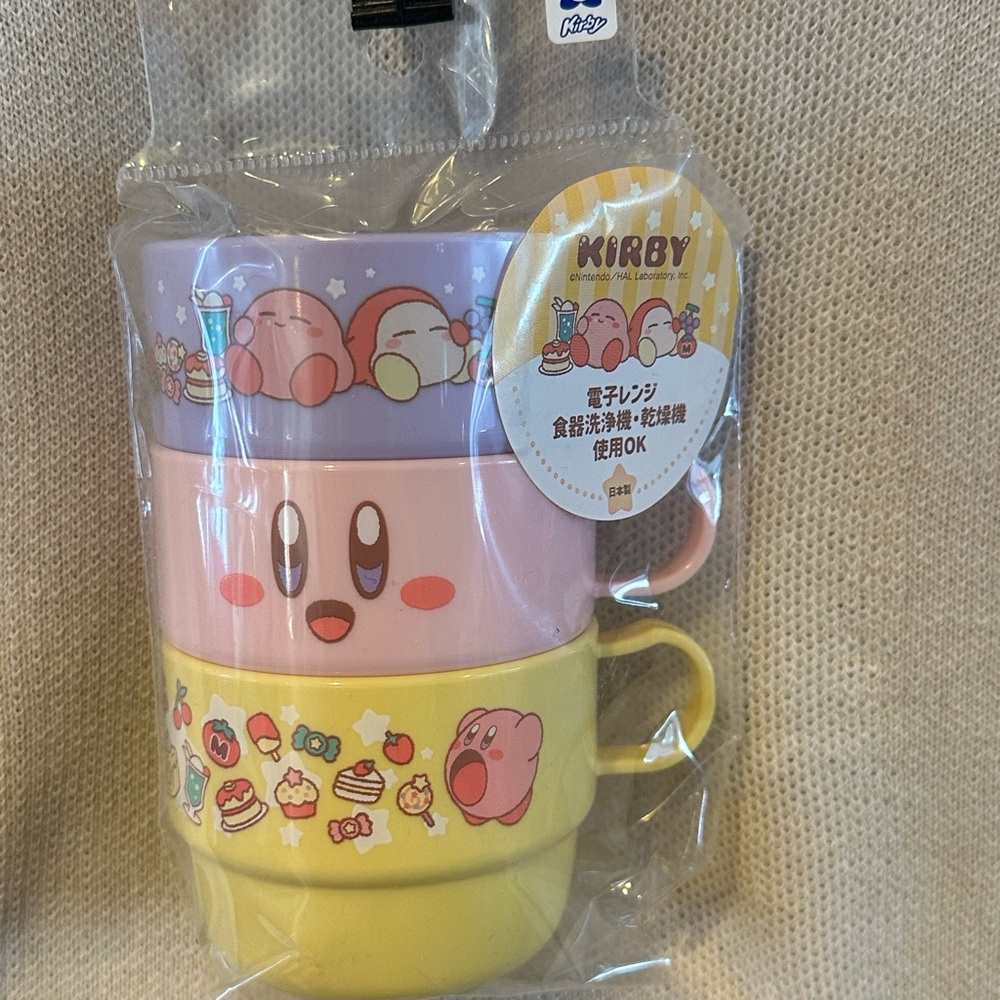 Kirby x Nintendo 3 Mini Plastic Stacking Cup Set NEW